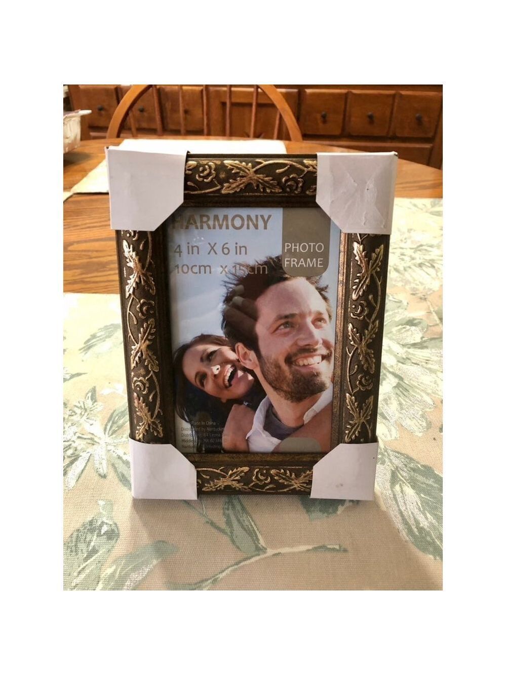 Picture Frame Brown Wood With Gold 4x6 New
